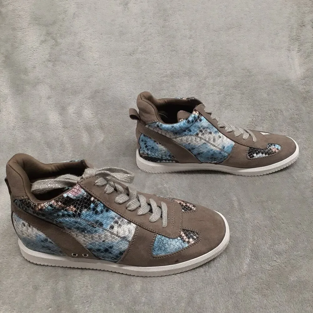 True Craft Women High-Top Sneakers Gray Multicolor Faux Snakeskin SIze 7.5M